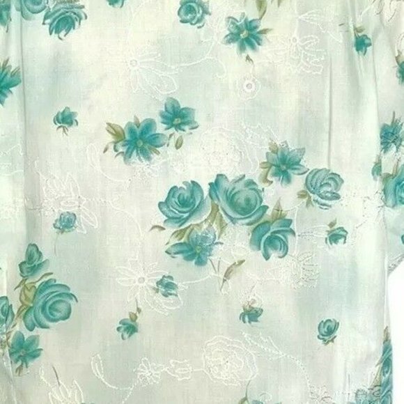 Newnoble Ruffle Floral Button Blouse Embroidered Rockabilly 50's 60's look - Picture 8 of 12